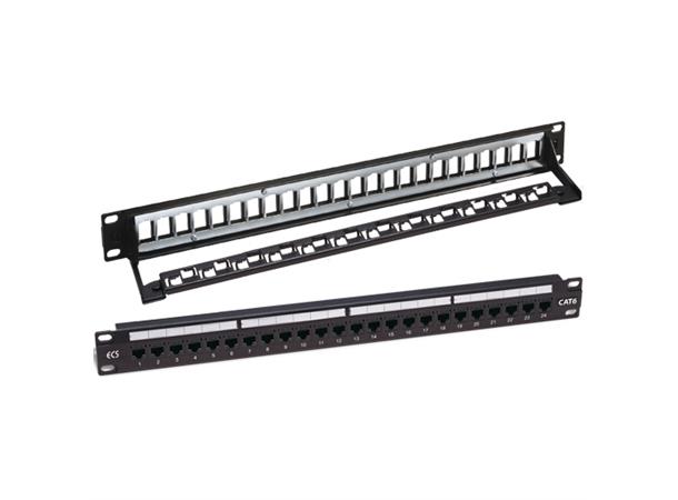 ECS panel 24 obestyckad för keystonejack 5126043: inkl. kabelstöd STP/UTP 